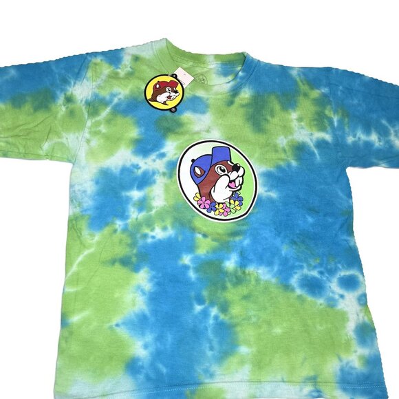 Buc-ee's T Shirt ~ Tie Dye Blue Green, Size Youth Medium Bucees ~ NWT - Picture 3 of 10
